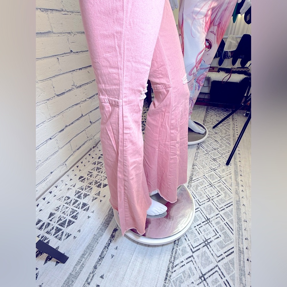 Flared Ripped Jeans Flared/Bell Bottom/Mid Rise/Destroyed Hem Pants - Picture 7 of 14
